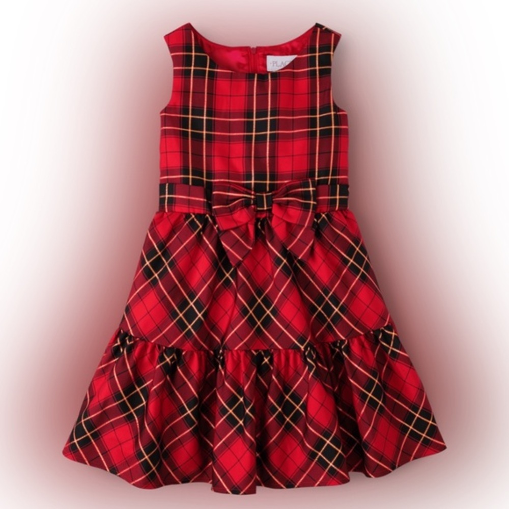NWT! Girls Matching Family‎ Plaid Tiered Dress - Classicred